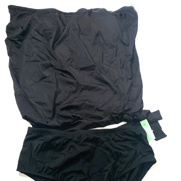 Black Two Piece Tube Top Bathing Suit Size 20W - Picture 1 of 8